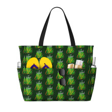 (The Wizard Of Oz Logo_5912) Beach Bag for Women Large Capacity Waterproof Sandproof Tote with 7 Pockets Pool Zipper Bags for Travel Vacation Gym Camping Shopping Lightweight 28L