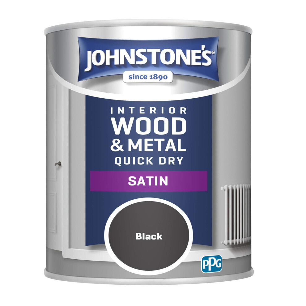 Johnstone's 303913 One coat Satin Black, 750 ml
