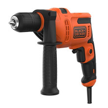BLACK+DECKER 500W Electric Hammer Drill, Powerful 0-32,300 BPM for Masonry and Concrete, Compact Design with Side Handle, BEH200-GB