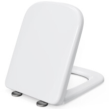 Pipishell Square Toilet Seat, Soft Close Seat White with Quick Release, Simple Top Fixing, Heavy Duty UF Material Anti-Bacterial Seats Stainless