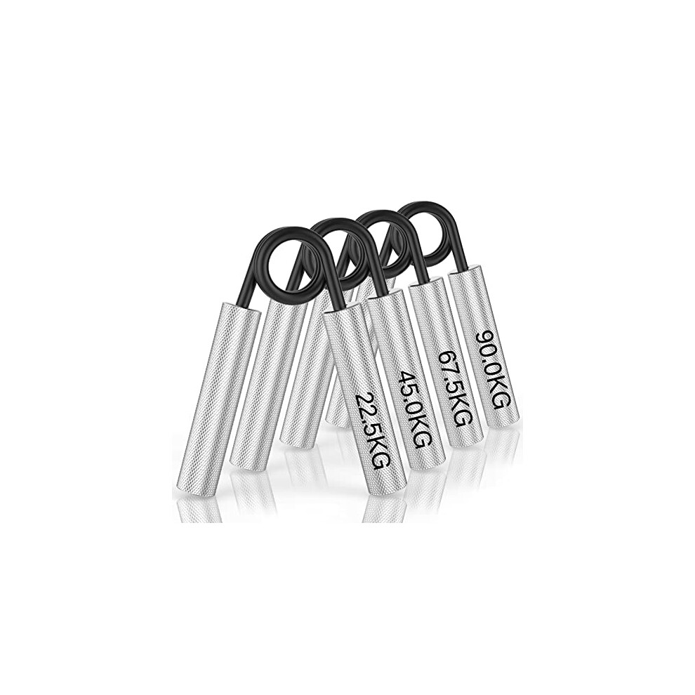 ZEAGUS Grip Strength Trainer 4 Pack,22.5KG-90KG Metal Hand Grip Strengthener,Non-Slip Heavy-Duty Forearm Exerciser,Hand Gripper for Muscle Building