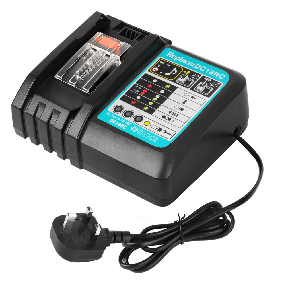 Powarobor Dc18rc Fast Charger Compatible With Makit_a_14.4v-18V Li-Ion Battery Bl1815 Bl1830 Bl1840 Bl1850 Bl1860 Bl1415 Bl1430 Bl1440 Dc18rd Dc18ra 5051219931796