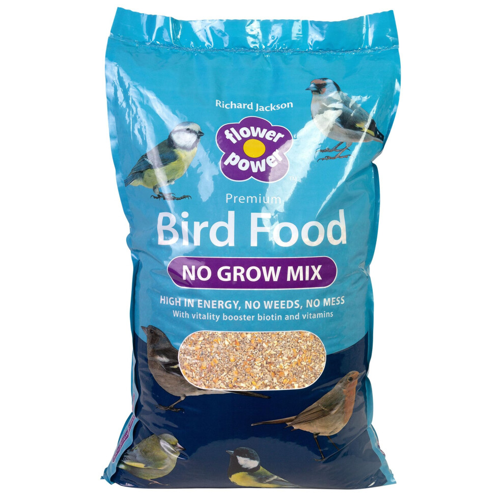 Richard Jackson 12.75kg Premium Bird Food No Grow Mix, High Energy, No Weeds, No Mess Wild Bird Feed with added Vitality Booster, Flower Power Range