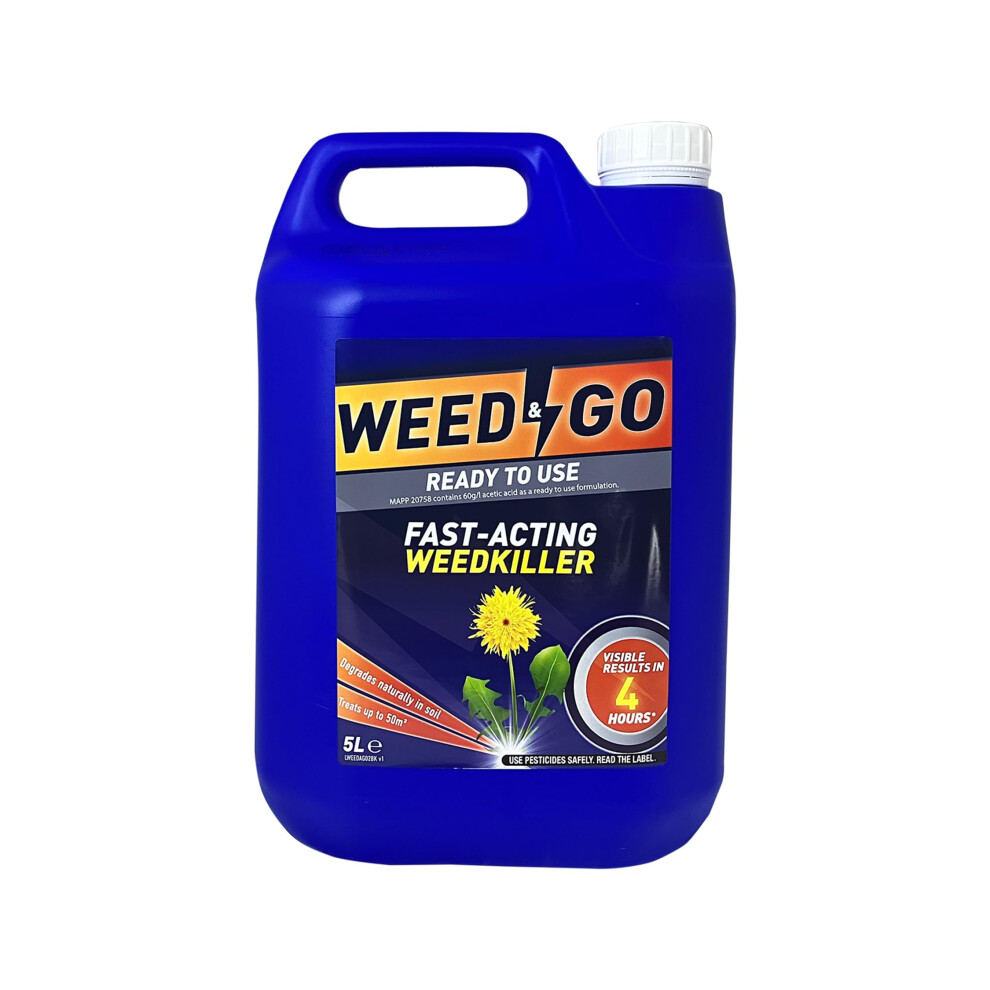 Weed & Go 5L Ready-to-Use Weedkiller - Fast-Acting Acetic Acid Formula for Moss & Weed Control on Driveways, Paths & Patios (Visible in 4h)-image-OPC-PGYRPVP-NEW
