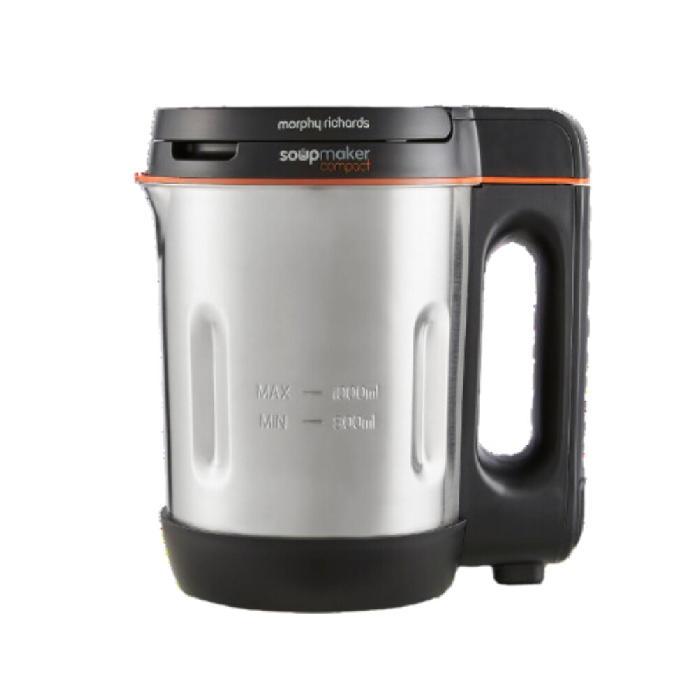 Morphy Richards Compact Soup Maker, Blend & Cook Smooth & Chunky Soup, Smoothies, Black & Stainless Steel, 1 Litre, 900 W, 501021
