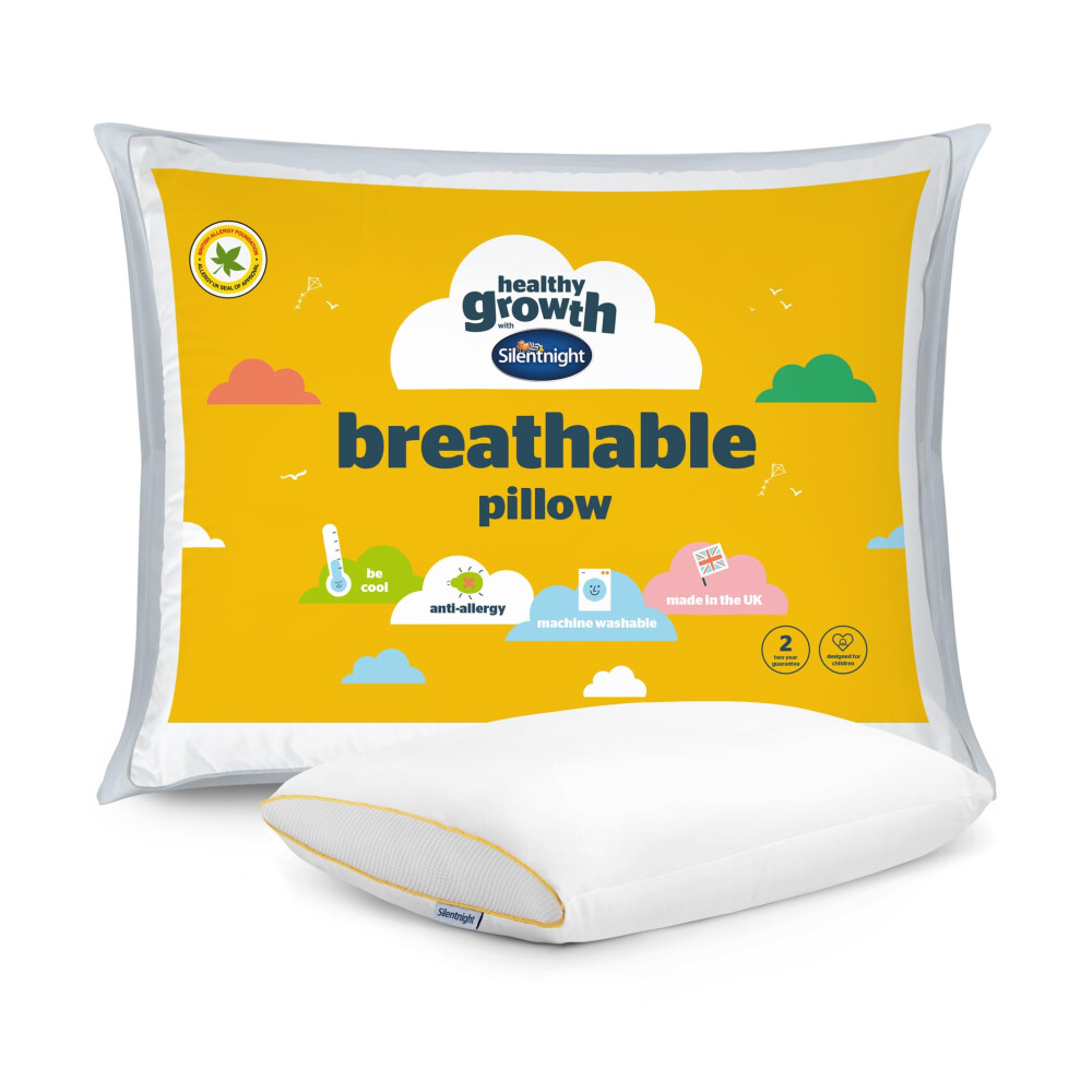 Silentnight Healthy Growth Breathable Pillow - Kids Pillow with Mesh Sides for a Refreshing Nights Sleep - Cotton, Anti Bacterial and Machine