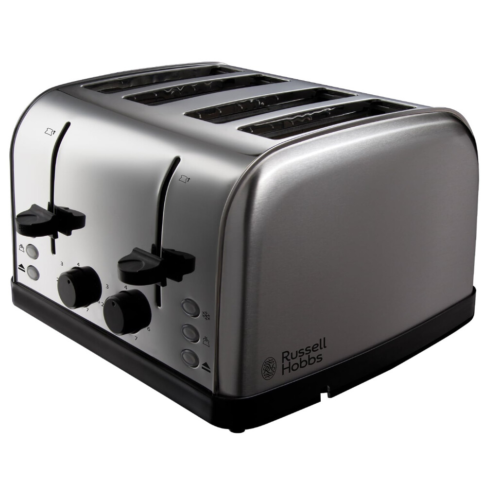 Russell Hobbs 4 Slice Toaster (High lift feature, 7 Browning levels, Frozen/Cancel/Reheat function, Red indicator lights, Removable crumb tray, 850W,