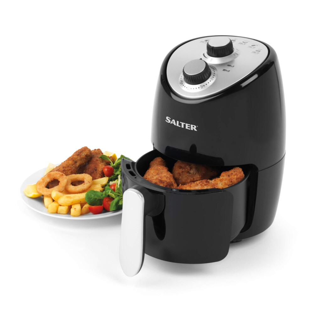 Salter EK2817 2L Compact Air Fryer - Hot Air Circulation, Removable Non-Stick Cooking Rack, Adjustable Temperature Up To 200?C, 30 Minute Timer,