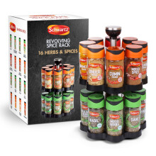 Schwartz Rotating Spice Rack with Spices Included, Spice Rack for Inside Cupboard, Kitchen Organiser, Kitchen Countertop Spice Rack, Includes 16