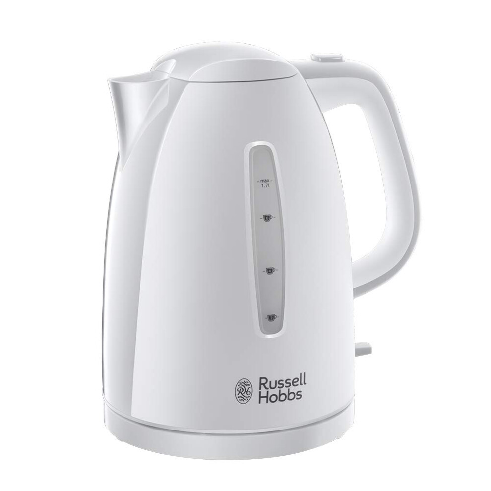 Russell Hobbs Textures Electric 1.7L Cordless Kettle (Fast Boil 3KW, White premium plastic, matt & high gloss finish, Removable washable anti-scale