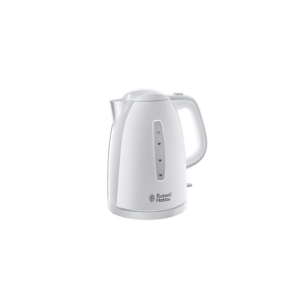 Russell Hobbs Textures Electric 1.7L Cordless Kettle (Fast Boil 3KW, White premium plastic, matt & high gloss finish, Removable washable anti-scale fi