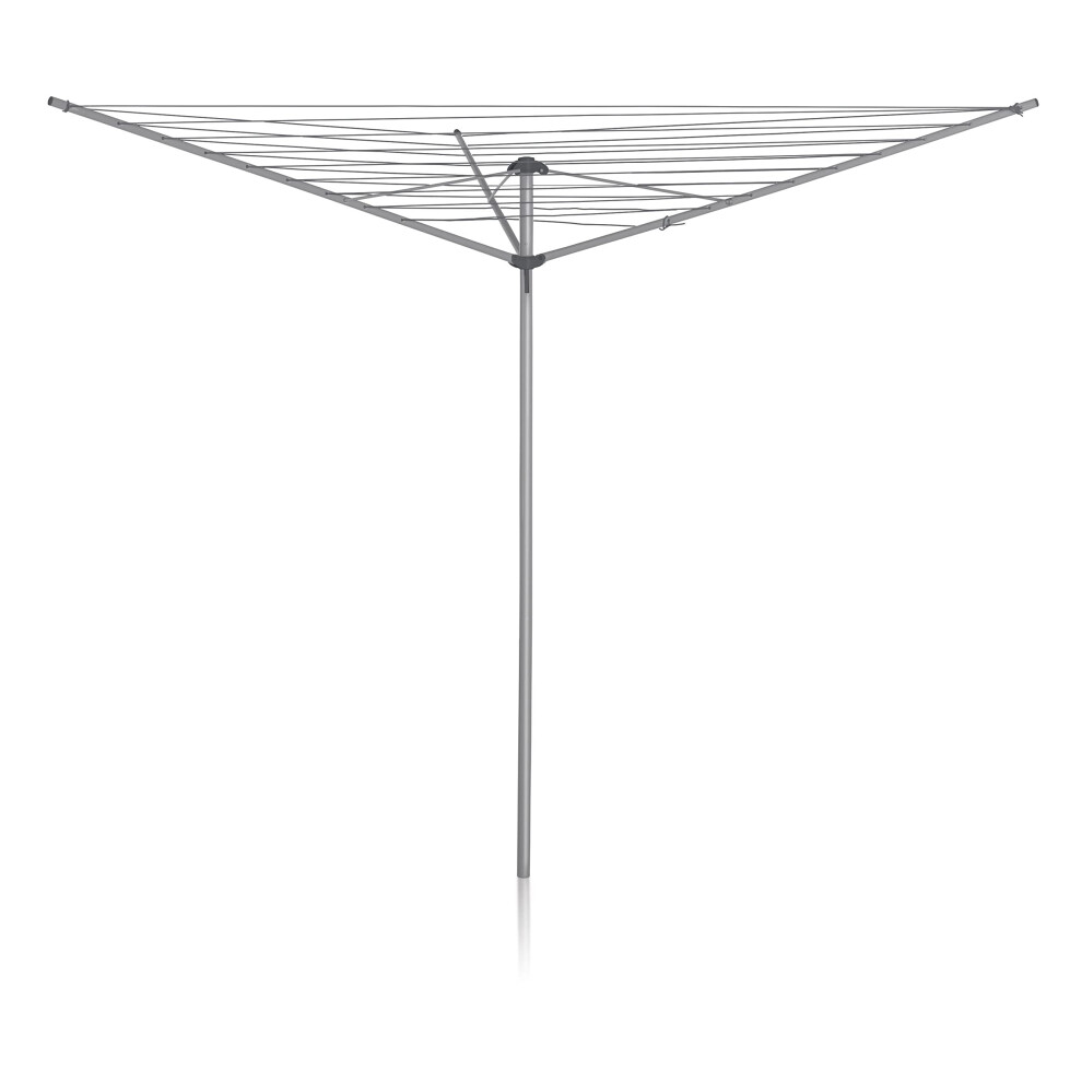 Addis 35m 3 Arm Rotary Washing Line (Grey) Multiple Tension Adjustment, Folding Outdoor Rotating Clothes Dryer & Ground Spike MOB, Metallic