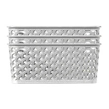 Curver My Style Rattan Effect Set of 3 Kitchen, Living room, Bathroom, Bedroom, Utility Medium Rectangular Storage Baskets 12 Litres - Grey