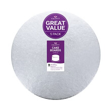 Culpitt Cut Edge Round Card, 9" Round Cake Cards, Silver Cake Boards, 1.8mm Thick, 5 Pack - 9 Inch (228mm) CSR9AMZ5