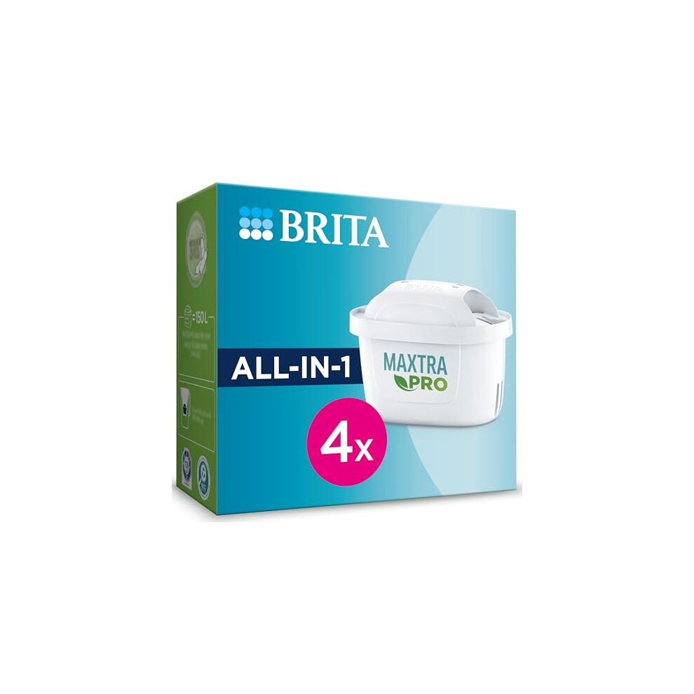 BRITA MAXTRA PRO All-in-1 Water Filter Cartridge (Now Pure Performance) -4 Pack - Original BRITA Refill reducing impurities, Chlorine, PFAS, pesticide