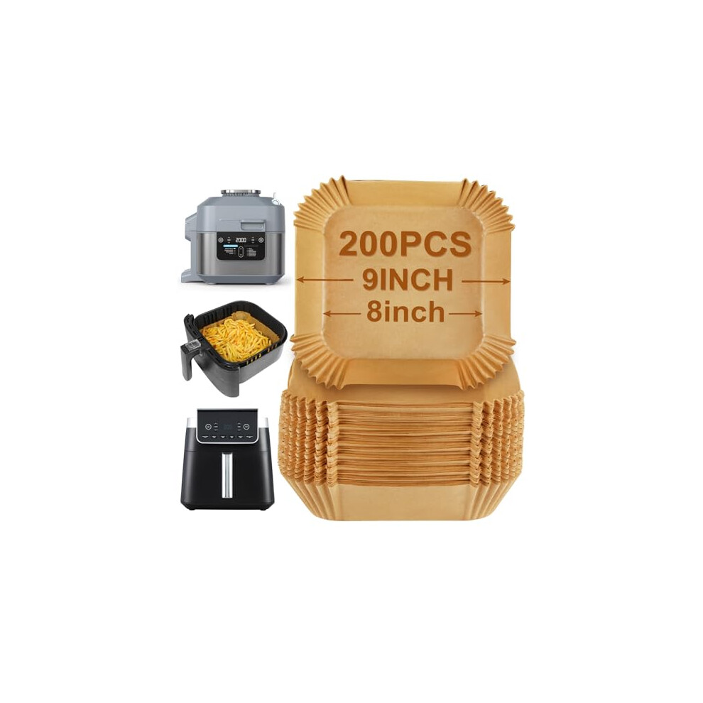 BYKITCHEN 200pcs Air Fryer Liners, Compatible with Ninja Speedi 5.7L, Cosori 5.5L, Ninja MAX PRO/Philips 6.2L, 7.9Inch Large Air Fryer Liner, Baking P