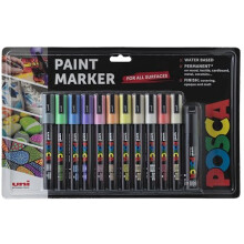 Posca Pens PC-5M Acrylic Felt Tip Coloured Permanent Paint Markers for Adults and Kids. Perfect for Colouring, Fabric, Graffiti, Watercolour, Outline