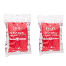 Price's Candles 2 x 50 Pack Sentinel Range 8 Hour Tealights Bags | Perfect Long Burning Tea Lights for Home, Catering or General Use | 100 Standard Si