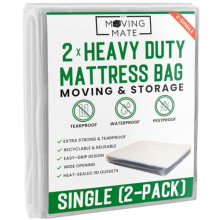 Single Mattress Bag for Moving and Storage - 2-Pack - Mattress Cover for Moving and Storage - 5 Mil Mattress Protector Storage Bags - Heavy Duty, Reus