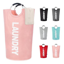 Caroeas 90L Collapsible Laundry Basket, Waterproof Laundry Bag (8 Colors) for Baby, Large Washing Basket with Padded Handles Stands Up Well for Easy S