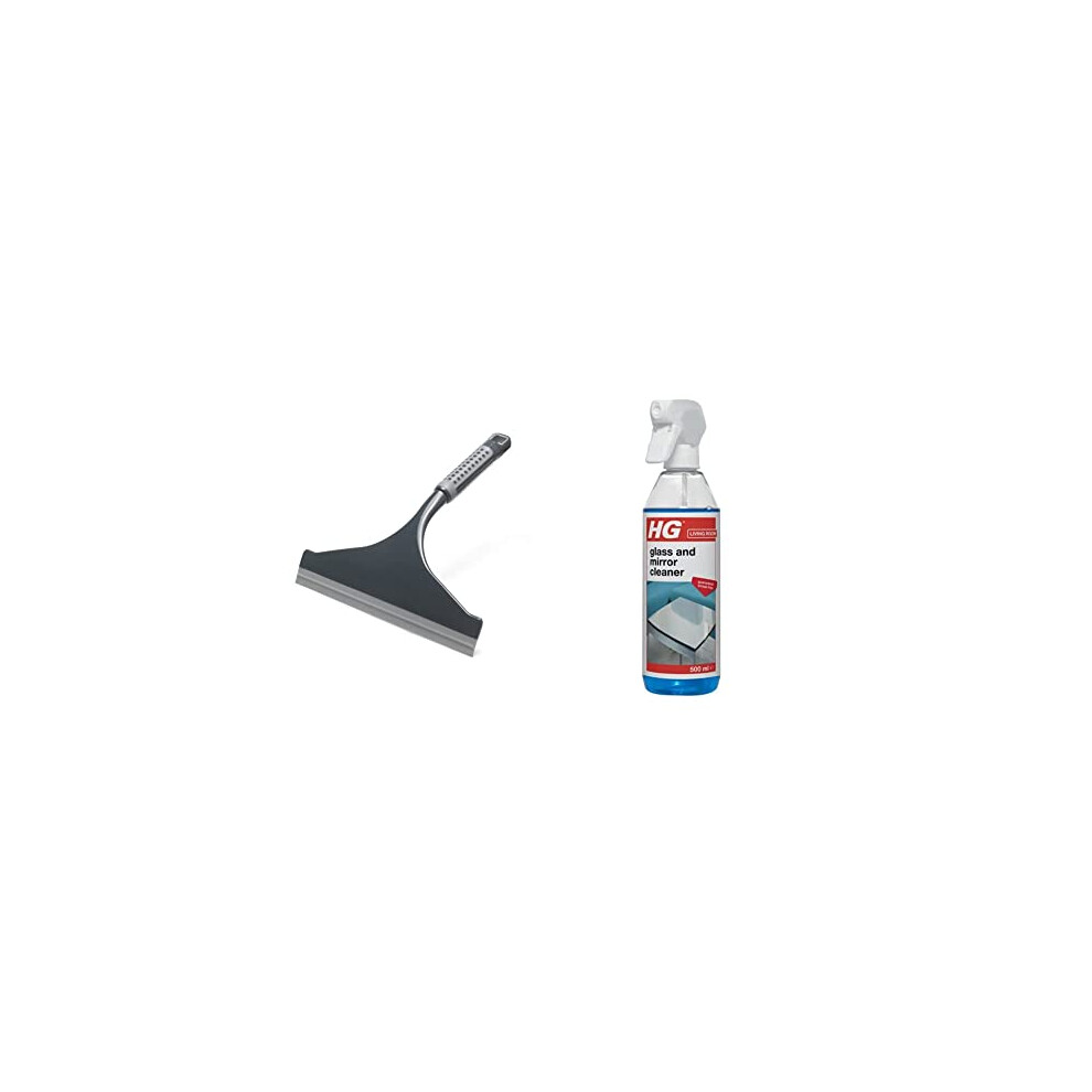 Addis ComfiGrip Shower And Window Squeegee In Metallic and Graphite & HG Glass and Mirror Cleaner, Streak-Free Glass Cleaner, Effectively Removes Grea