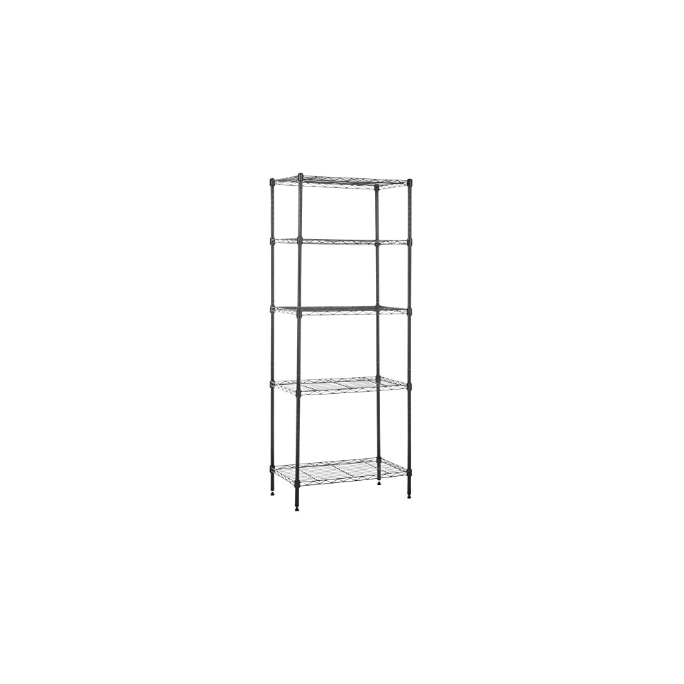 Amazon Basics 5-Shelf Narrow Storage Unit With Height Adjustable Shelves & Levelling Feet, Black, 60.1cm x 35.6cm x 152.4cm, No Wheels