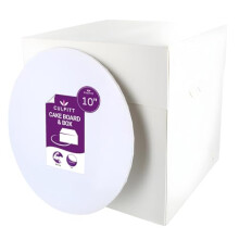 Culpitt Tall Cake Box & White Cake Board Set | 10" | 10 x 10 x 10 Inch Square Box and Matching Premium Masonite Cake Board, Extra Tall Box For Tiered
