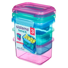 Sistema Lunch Food Storage Containers | 400 ml | Small Snack Pots | BPA-Free Plastic | Assorted Colours | 3 Count