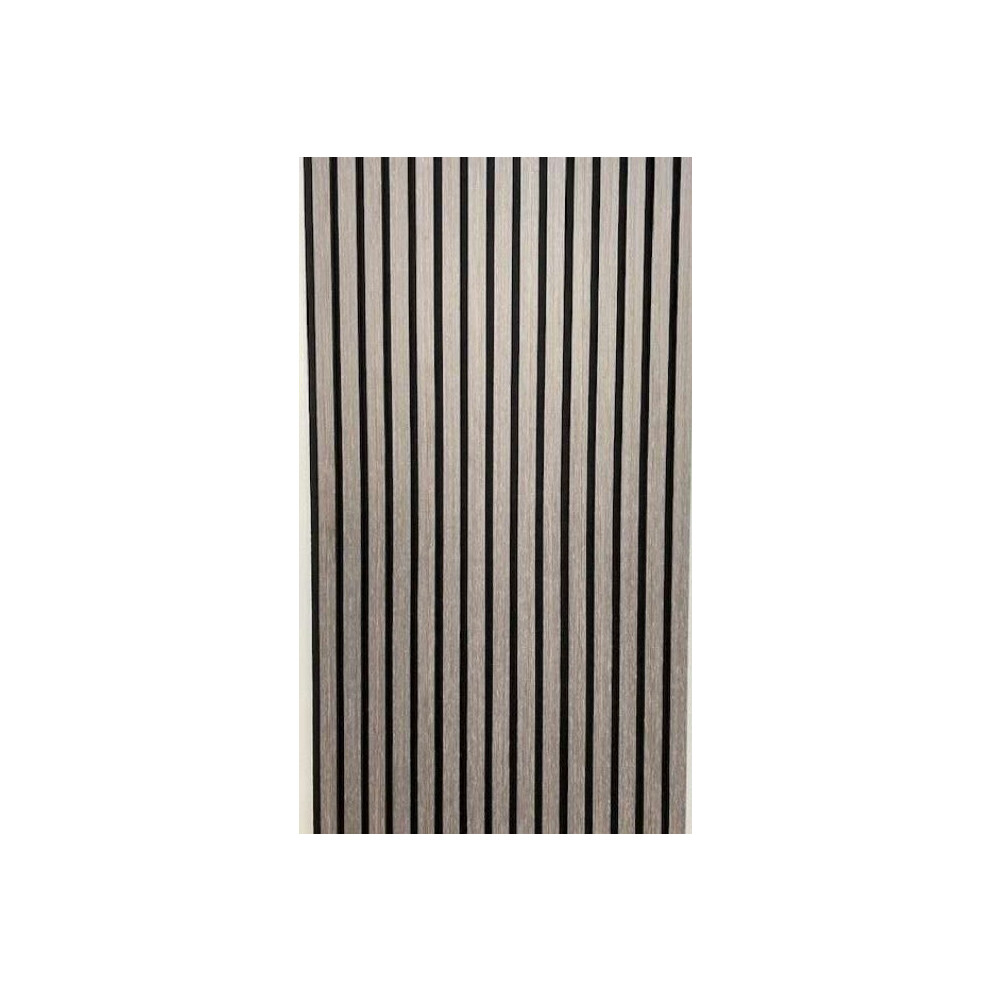 (Panel Grey Oak 2400X600mm, 4) Acoustic 3D Timber Oak Slatted Wall Panel - 2400X600 - Natural Decor 5061088204327
