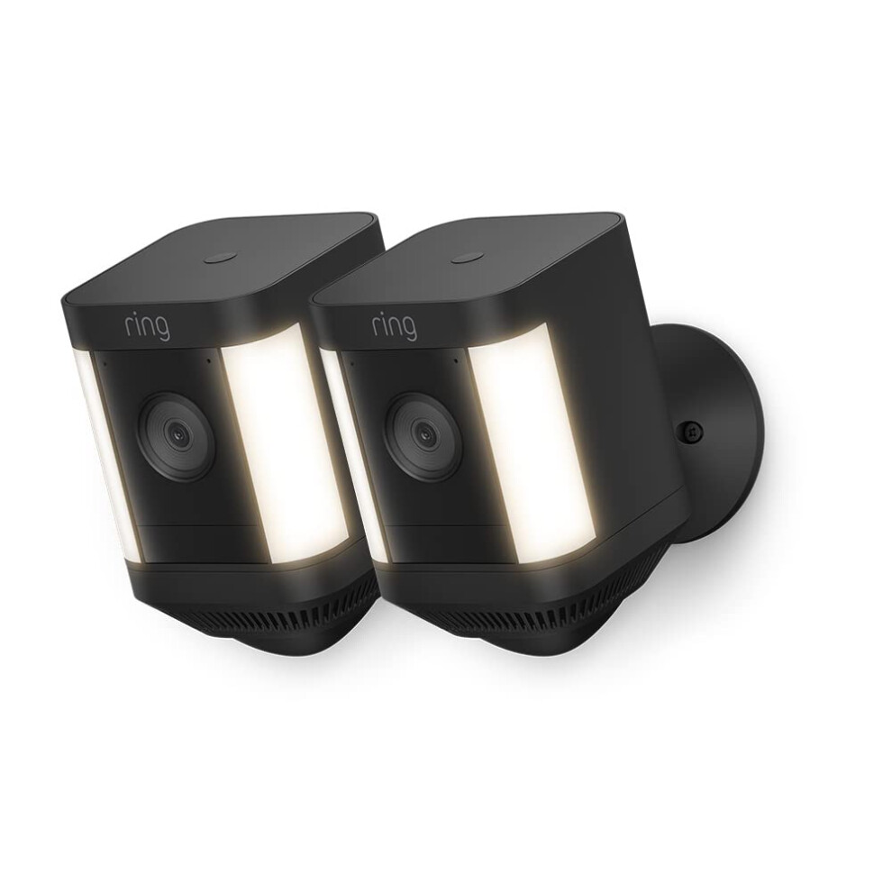Ring Spotlight Cam Plus Battery Full HD Smart Home Security Camera Black - 2 Pack