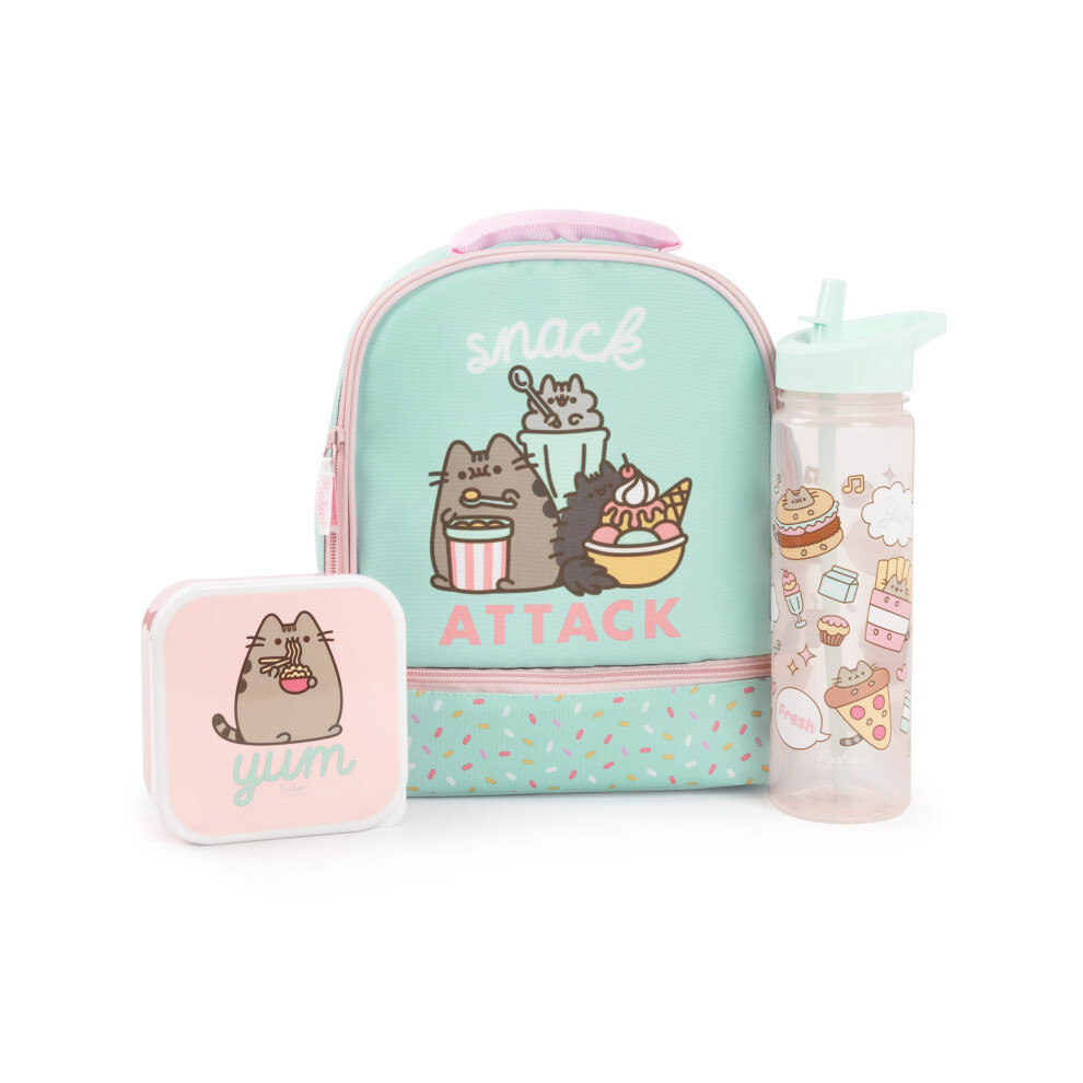 Pusheen Lunch Bag, Lunch Box And Bottle Set (Girls ) Green