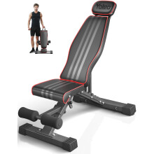 Yoleo Adjustable Foldable Weight Bench with Extended Head and Spine Support, 300KG/660LB Fast Folding Incline Decline Flat Bench for Home,Workout, Gym