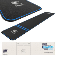 TARGET Darts World Champion Darts Mat Black and Blue | Dart Oche Mat with Soft Tip and Steel Tip Throw Line Distances | Non Slip Carpet Mats for Floor