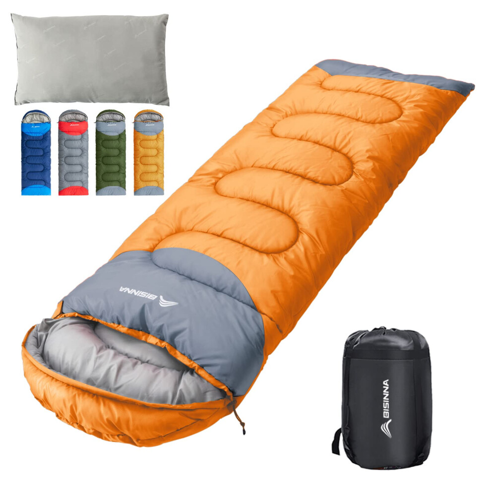 BISINNA Sleeping Bag with Pillow - 4 Season Lightweight Waterproof Warm Sleeping Bag with a compression sack for Adults, Women, Men's Outdoors Camping-image-OPC-PGYRX5B-NEW