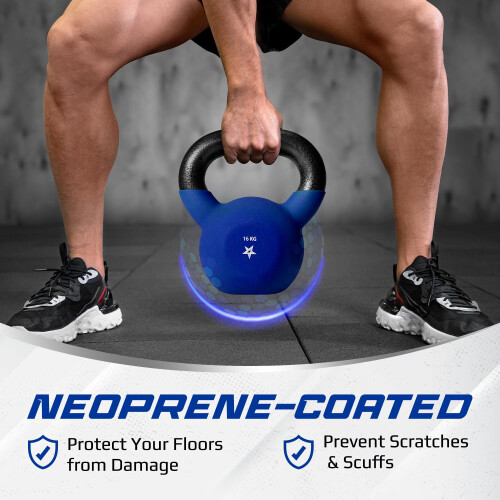 Yes4All Kettlebell, 16KG Solid Cast Iron, Neoprene Coated, Dark Blue for Strength Training 2
