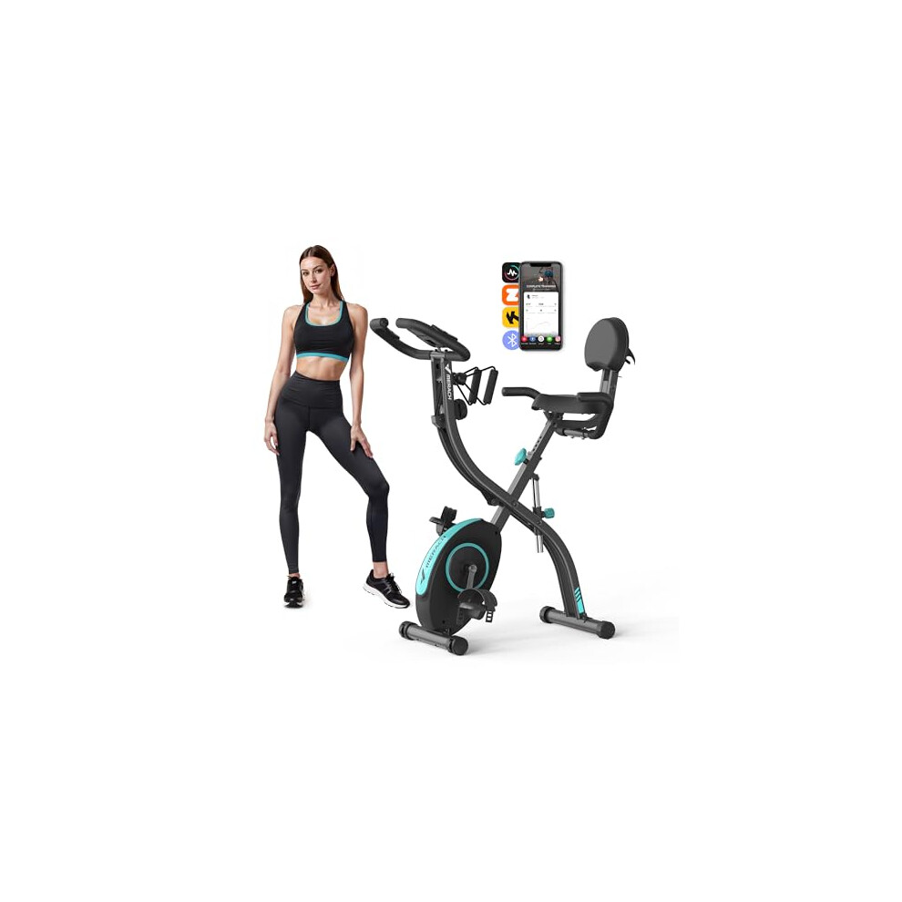 Merach 4 In 1 Foldable Exercise Bike With Exclusive App For Customizable Exercise Plans, 16-Level Magnetic Resistance Folding Stationary Exercise Bike