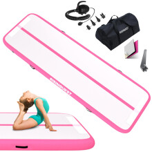 Tumbling Gymnastics Mat Inflatable 16.6ft Gym Tumble Mats 8 Inch Thickness for Home Use/Training/Cheerleading/Yoga/Water Fun with Electric Pump, pink
