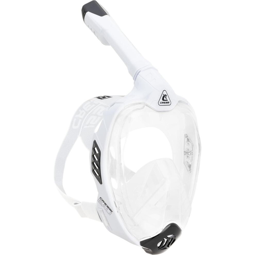 CRESSI Bali Full Face Mask White/Black L/XL - Unisex Integral Snorkel Mask, Anti Fog Clear Lens, 100% Silicone, Dry Snorkel with Float Valve, Action C