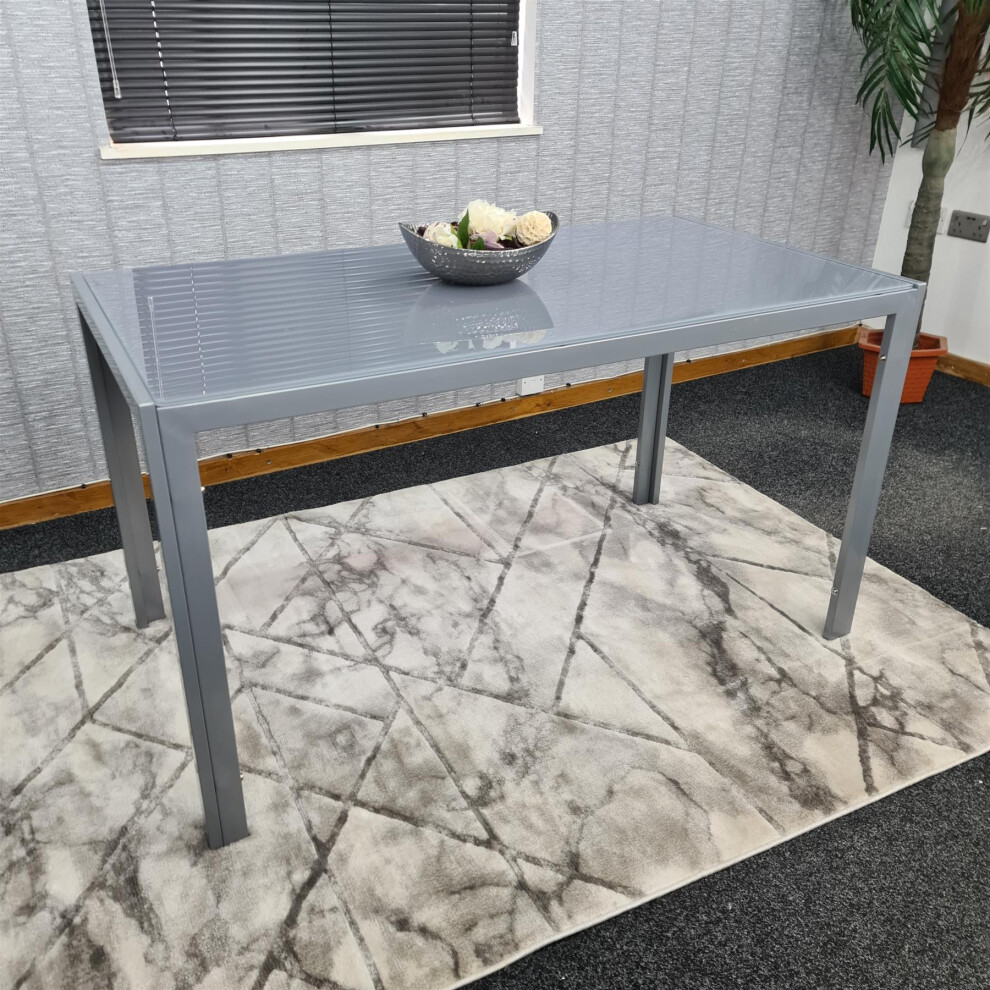 Dining Table Grey Glass Kitchen Place for 4 Seats, Dining Table Only