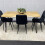Modern Wooden Dining Table Set with 4 Black Velvet Chairs 6