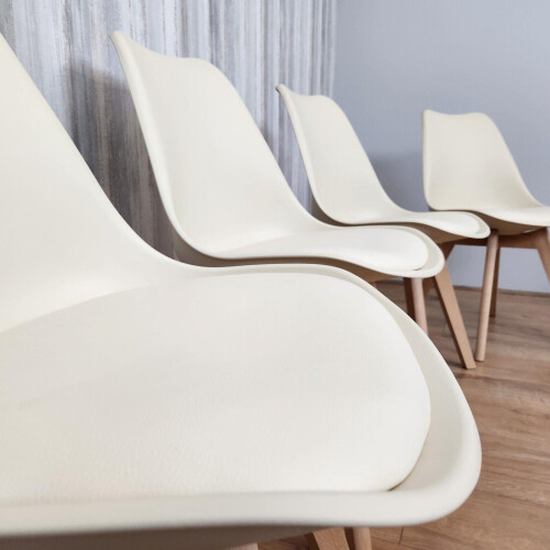 Dining Chairs Set of 4 Cream Leather Kitchen Chairs 2