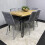Wooden Brown Dining Table with 6 Grey Velvet Chairs 9