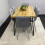 Wooden Brown Dining Table with 6 Grey Velvet Chairs 1