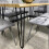 Wooden Brown Dining Table with 6 Grey Velvet Chairs 11