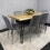 Wooden Brown Dining Table with 6 Grey Velvet Chairs 2