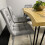 Wooden Brown Dining Table with 6 Grey Velvet Chairs 7