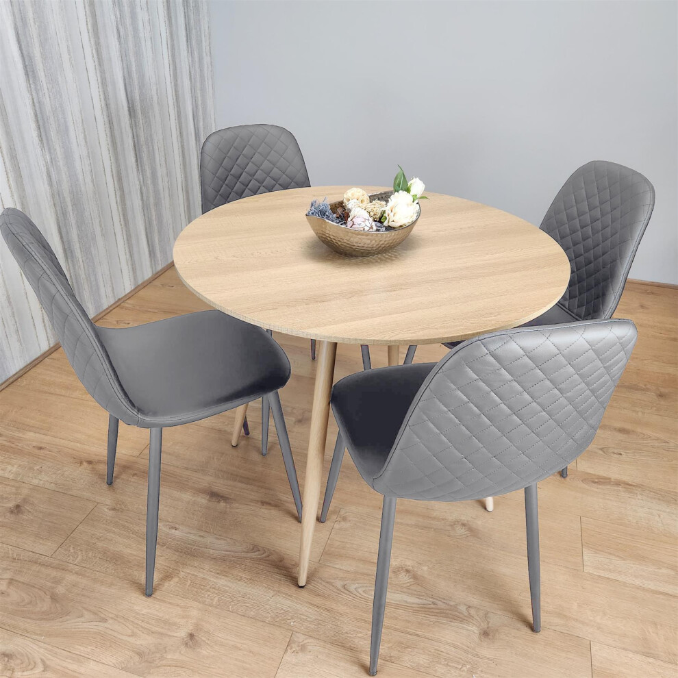 Modern Dining Table Set with 4 Grey Gem Chairs