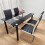 Black White clear Glass Dining Table with 4 Black Chairs 8