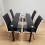 Black White clear Glass Dining Table with 4 Black Chairs 1