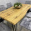 Wooden Brown Dining Table with 6 Grey Velvet Chairs 5